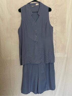 Sunbelt Sleeveless Button-Front Vest and Pleated Shirts Set Sz L